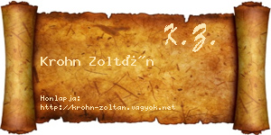 Krohn Zoltán névjegykártya